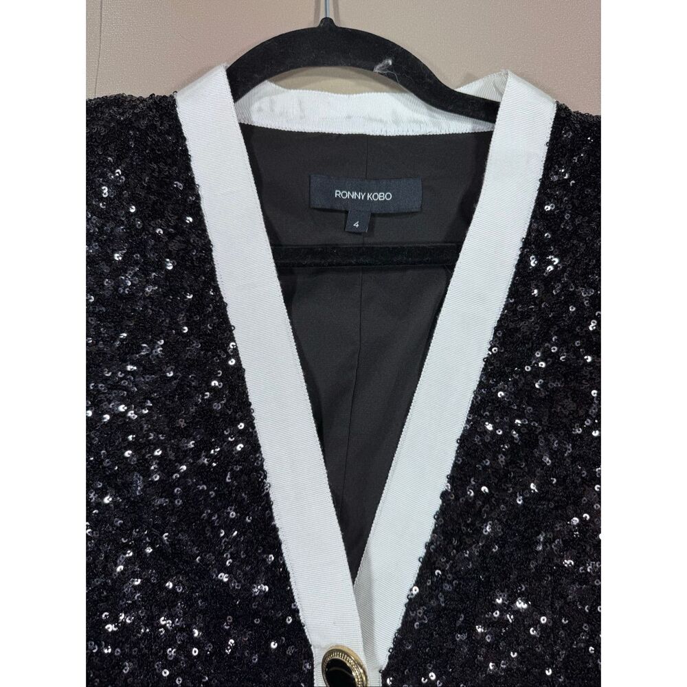 Ronny Kobo Lanalia sequin two-tone V-neck mini dress *note - Picture 3 of 15